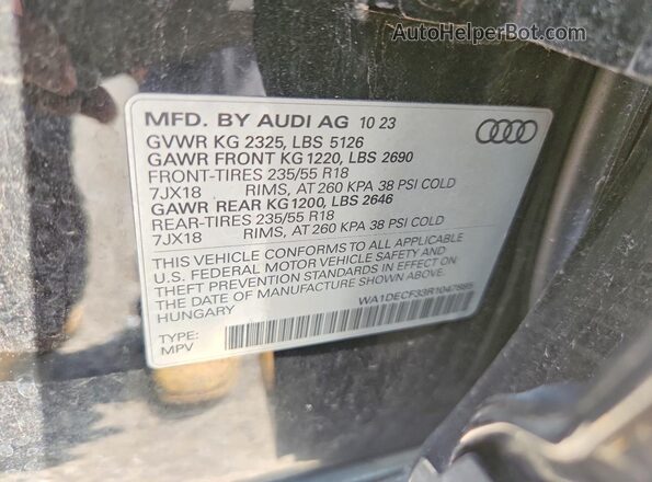 WA1DECF33R1047885 2024 AUDI Q3 Черный Вид наклейки с VIN-кодом