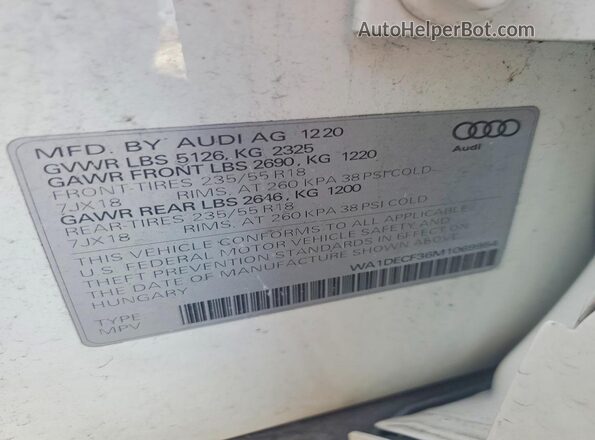 WA1DECF36M1069954 2021 AUDI Q3 White Engine compartment view