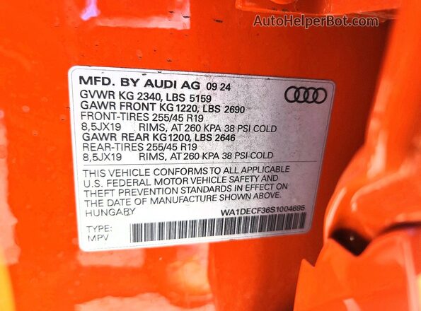 WA1DECF36S1004695 2025 AUDI Q3 Orange Սալոնի 360 աստիճան տեսք