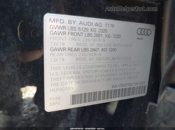 WA1DECF38L1041328 2020 AUDI Q3 Black Շարժիչի բաժամունքի տեսք