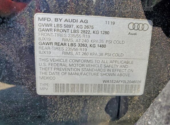WA1E2AFY0L2046028 2020 AUDI Q5 Blue Vista interior de 360 grados