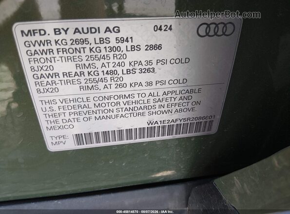 WA1E2AFY5R2086601 2024 AUDI Q5 Green Вид підкапотного простору