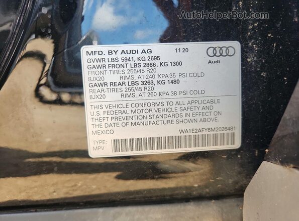 WA1E2AFY6M2026481 2021 AUDI Q5 Black Вид підкапотного простору