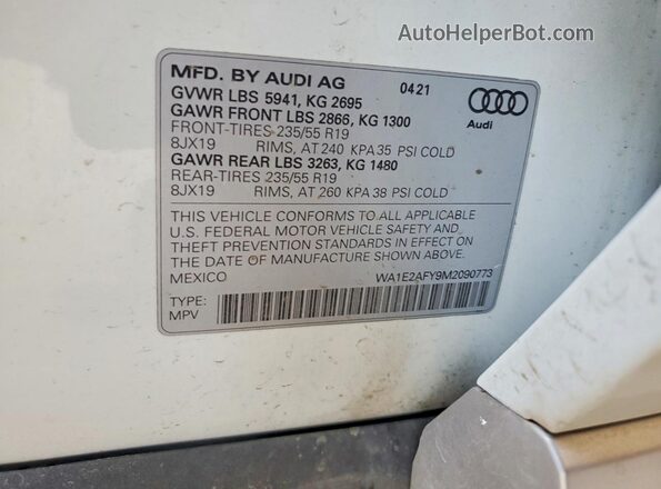 WA1E2AFY9M2090773 2021 AUDI Q5 White 
