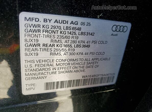 WA1E4BGF7SA067525 2025 AUDI OTHER Black Vista interior de 360 grados