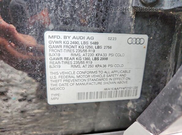 WA1EAAFY4P2101220 2023 AUDI Q5 Black VIN կոդի պիտակի տեսք