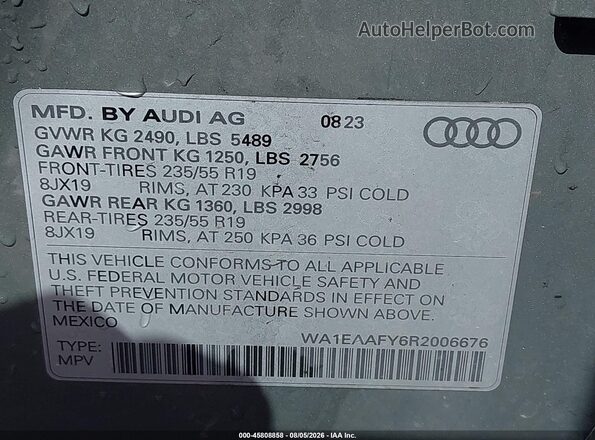 WA1EAAFY6R2006676 2024 AUDI Q5 Gray Շարժիչի բաժամունքի տեսք