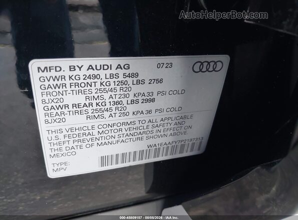 WA1EAAFY7P2197313 2023 AUDI Q5 Черный Вид подкапотного пространства