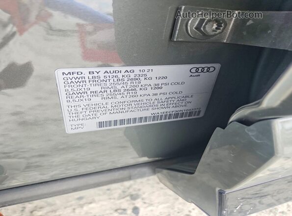 WA1EECF30N1043372 2022 AUDI Q3 Серый Вид подкапотного пространства