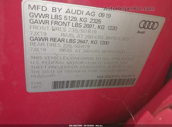 WA1EECF31L1007915 2020 AUDI Q3 Красный Вид подкапотного пространства