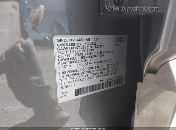 WA1EECF32N1039128 2022 AUDI Q3 Зеленый Вид подкапотного пространства