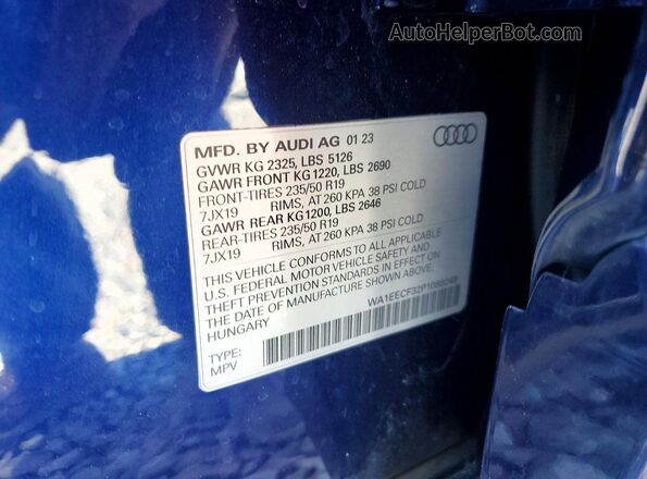WA1EECF32P1088249 2023 AUDI Q3 Blue Панорамний вид салону 360°