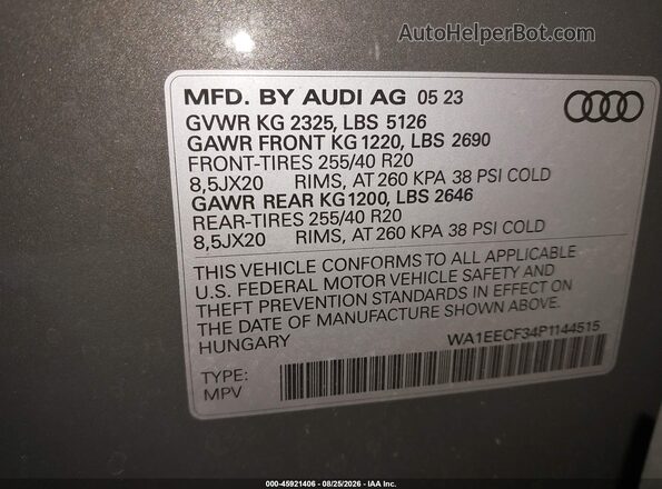 WA1EECF34P1144515 2023 AUDI Q3 Silver Engine compartment view