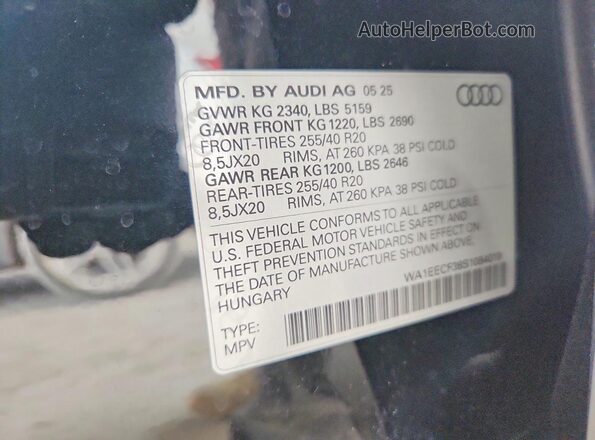 WA1EECF38S1084019 2025 AUDI Q3 Black Vista interior de 360 grados