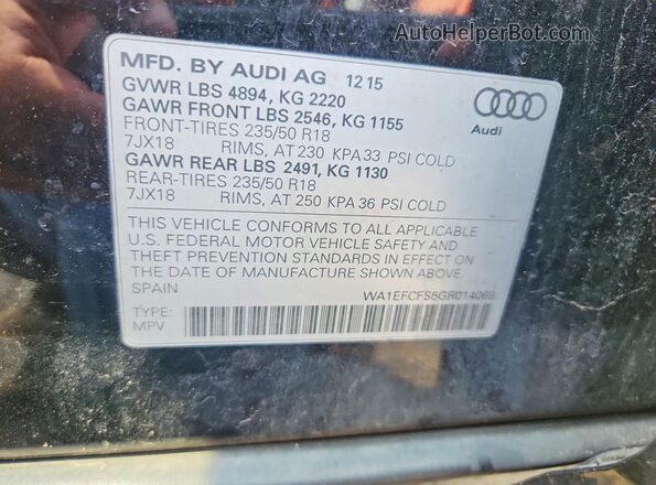 WA1EFCFS5GR014068 2016 AUDI Q3 Black Вид наклейки з VIN-кодом