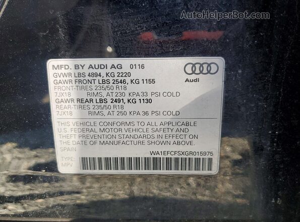 WA1EFCFSXGR015975 2016 AUDI Q5 Black სალონის 360-გრადუსიანი ხედი