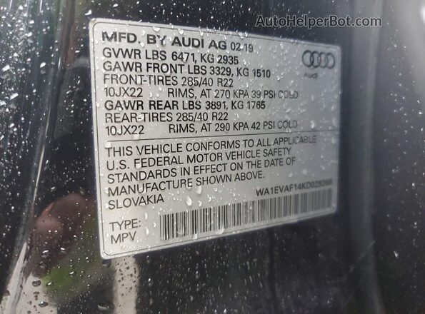WA1EVAF14KD028368 2019 AUDI Q8 Black Սալոնի 360 աստիճան տեսք