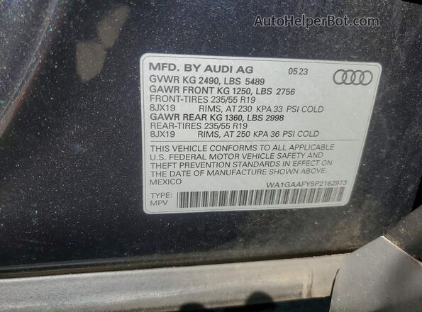 WA1GAAFY5P2162973 2023 AUDI Q5 Gray Панорамний вид салону 360°
