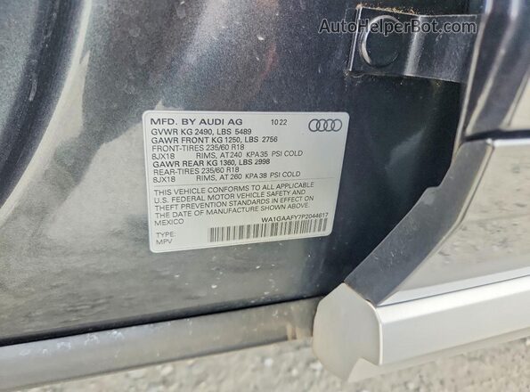 WA1GAAFY7P2044617 2023 AUDI Q5 Серый Вид наклейки с VIN-кодом