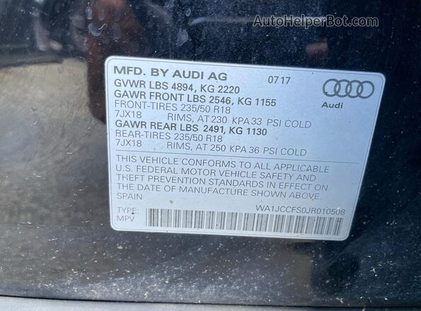 WA1JCCFS0JR010508 2018 AUDI Q3 Black 