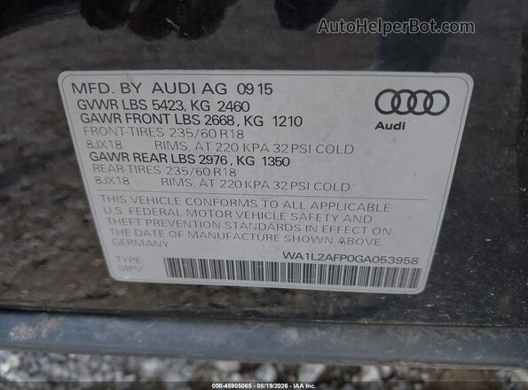 WA1L2AFP0GA053958 2016 AUDI Q5 Черный Вид подкапотного пространства