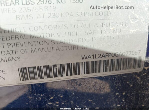 WA1L2AFP0GA077967 2016 AUDI Q5 Blue Engine compartment view