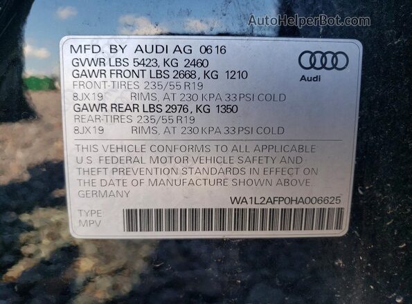 WA1L2AFP0HA006625 2017 AUDI Q5 Black Вид підкапотного простору