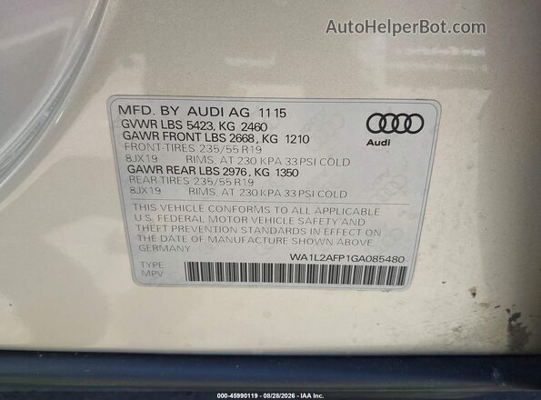 WA1L2AFP1GA085480 2016 AUDI Q5 Silver Widok komory silnika