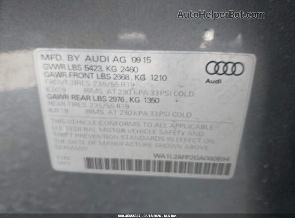 WA1L2AFP2GA060894 2016 AUDI Q5 Серый Вид подкапотного пространства