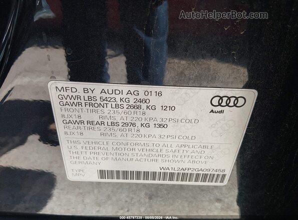 WA1L2AFP2GA097458 2016 AUDI Q5 Черный Вид подкапотного пространства