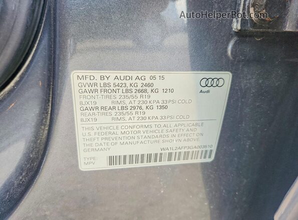 WA1L2AFP3GA003510 2016 AUDI Q5 Gray Engine compartment view