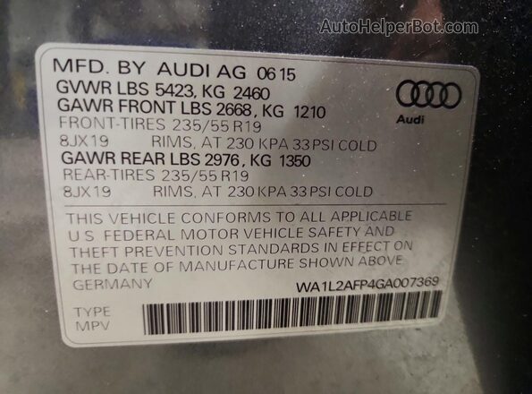 WA1L2AFP4GA007369 2016 AUDI Q5 Gray VIN sticker view