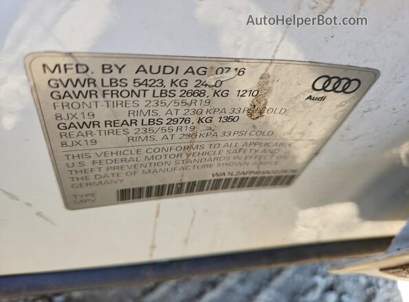 WA1L2AFP4HA022679 2017 AUDI Q5 White VIN կոդի պիտակի տեսք