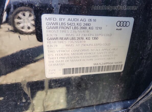 WA1L2AFP5GA146085 2016 AUDI Q5 Black Widok naklejki z numerem VIN