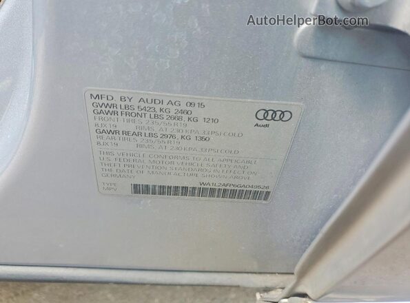 WA1L2AFP6GA049526 2016 AUDI Q5 Gray VIN sticker view