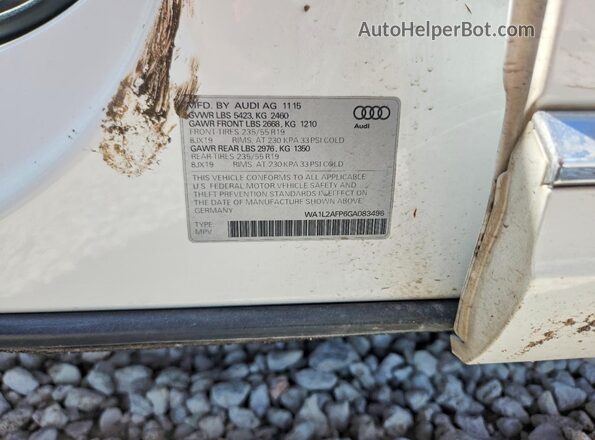 WA1L2AFP6GA083496 2016 AUDI Q5 White Vista interior de 360 grados