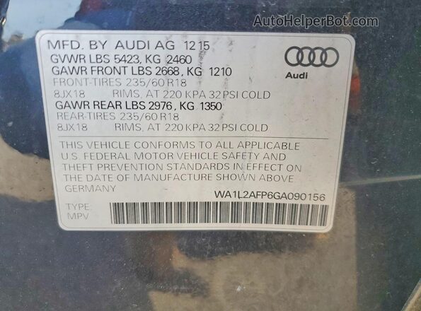WA1L2AFP6GA090156 2016 AUDI Q5 Blue Widok wnętrza 360 stopni