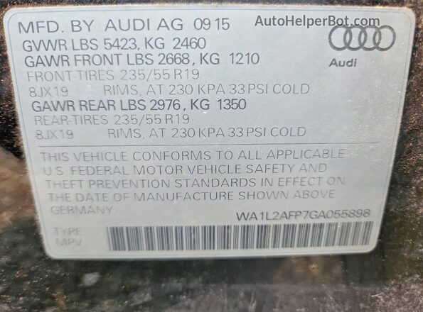 WA1L2AFP7GA055898 2016 AUDI Q5 Black VIN sticker view
