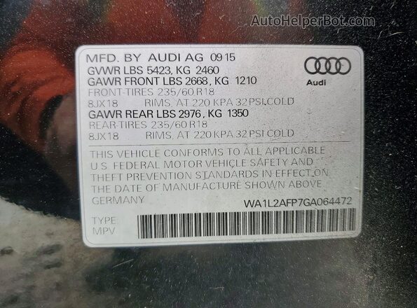 WA1L2AFP7GA064472 2016 AUDI Q5 Black VIN sticker view
