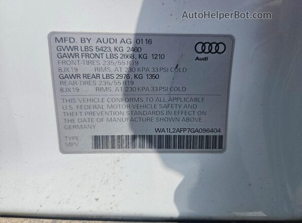 WA1L2AFP7GA096404 2016 AUDI Q5 White Սալոնի 360 աստիճան տեսք