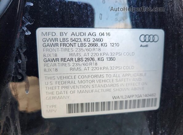 WA1L2AFP7GA140482 2016 AUDI Q5 Black Панорамний вид салону 360°