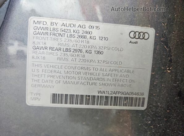 WA1L2AFP9GA054638 2016 AUDI Q5 Gray სალონის 360-გრადუსიანი ხედი