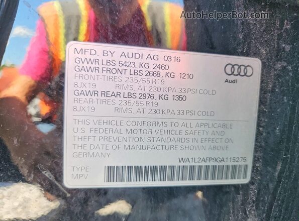 WA1L2AFP9GA115275 2016 AUDI Q5 Черный Вид подкапотного пространства