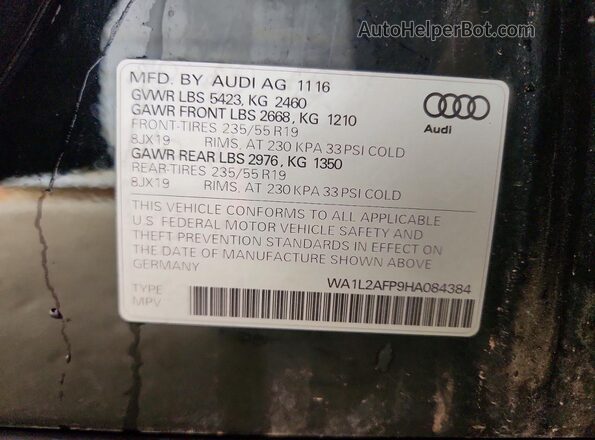 WA1L2AFP9HA084384 2017 AUDI Q5 Black Вид наклейки з VIN-кодом