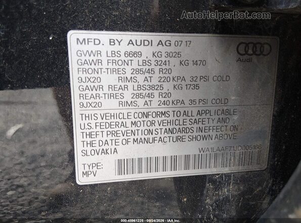 WA1LAAF71JD005166 2018 AUDI Q7 Dark Blue Widok komory silnika