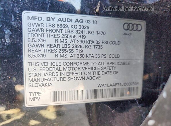 WA1LAAF71JD037308 2018 AUDI Q7 Black სალონის 360-გრადუსიანი ხედი