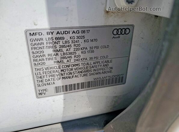 WA1LAAF75JD010077 2018 AUDI Q7 Белый 