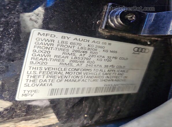 WA1LAAF76HD016691 2017 AUDI Q7 Black Vista de la etiqueta del VIN