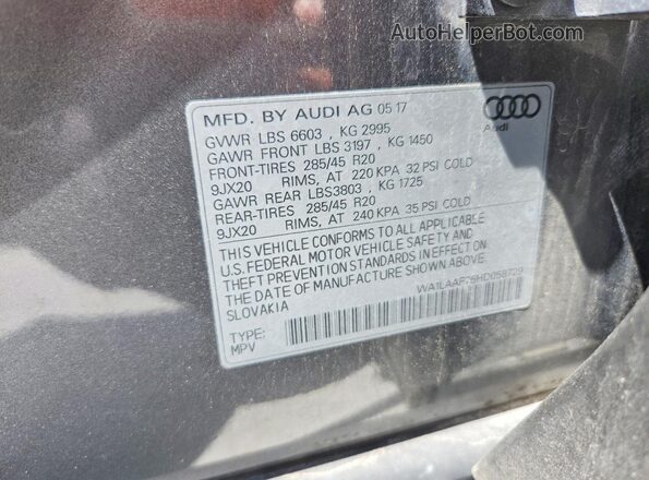 WA1LAAF76HD058729 2017 AUDI Q7 Gray Սալոնի 360 աստիճան տեսք