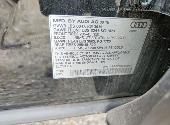 WA1LAAF77KD009921 2019 AUDI Q7 Black 